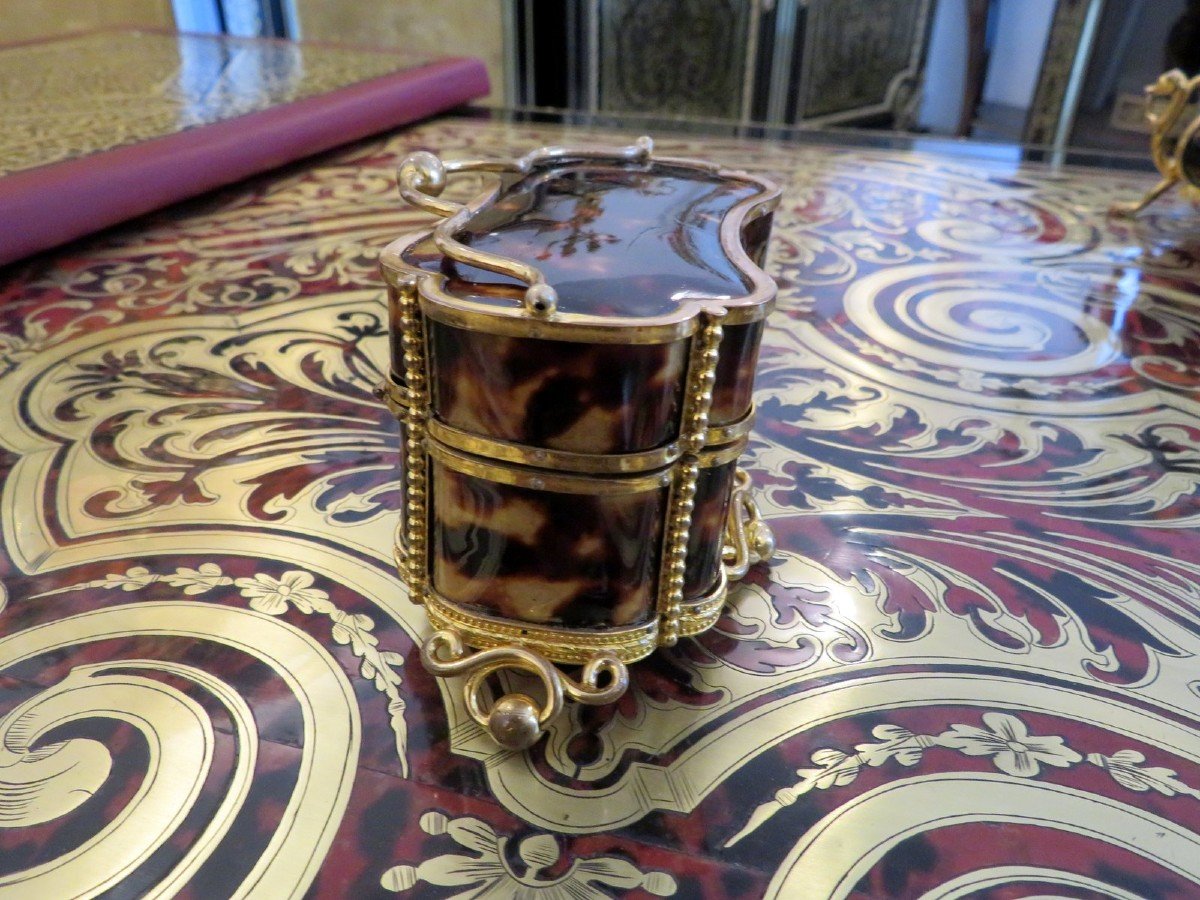 Fragancy Box In Brown Boulle Tortoiseshell Marquetry From The Napoleon III Period-photo-3