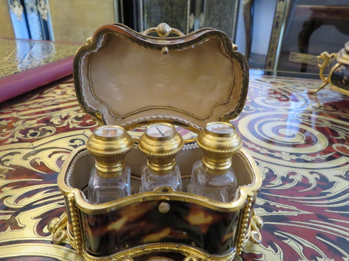 Fragancy Box In Brown Boulle Tortoiseshell Marquetry From The Napoleon III Period-photo-4