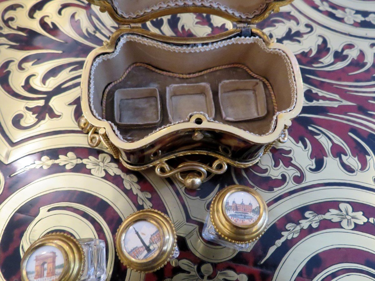 Fragancy Box In Brown Boulle Tortoiseshell Marquetry From The Napoleon III Period-photo-6