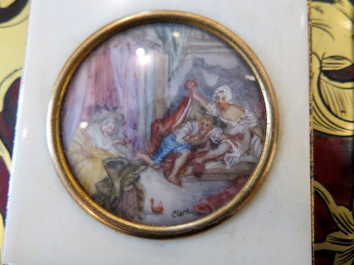 Pair Of Erotic Miniatures With Ivory Frame From The Napoleon III Period-photo-2