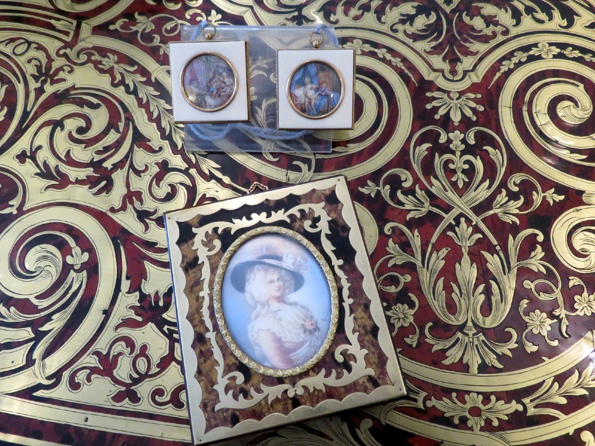 Pair Of Erotic Miniatures With Ivory Frame From The Napoleon III Period-photo-5