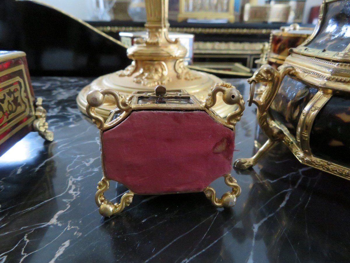  Small Boulle Tortoiseshell Scent Fragancy  Box From The Napoleon III Period-photo-4