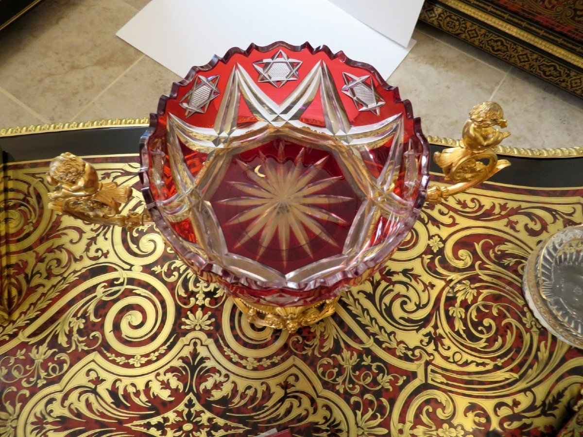 19th Century Gilt Bronze And Crystal Overlay Centerpiece-photo-3