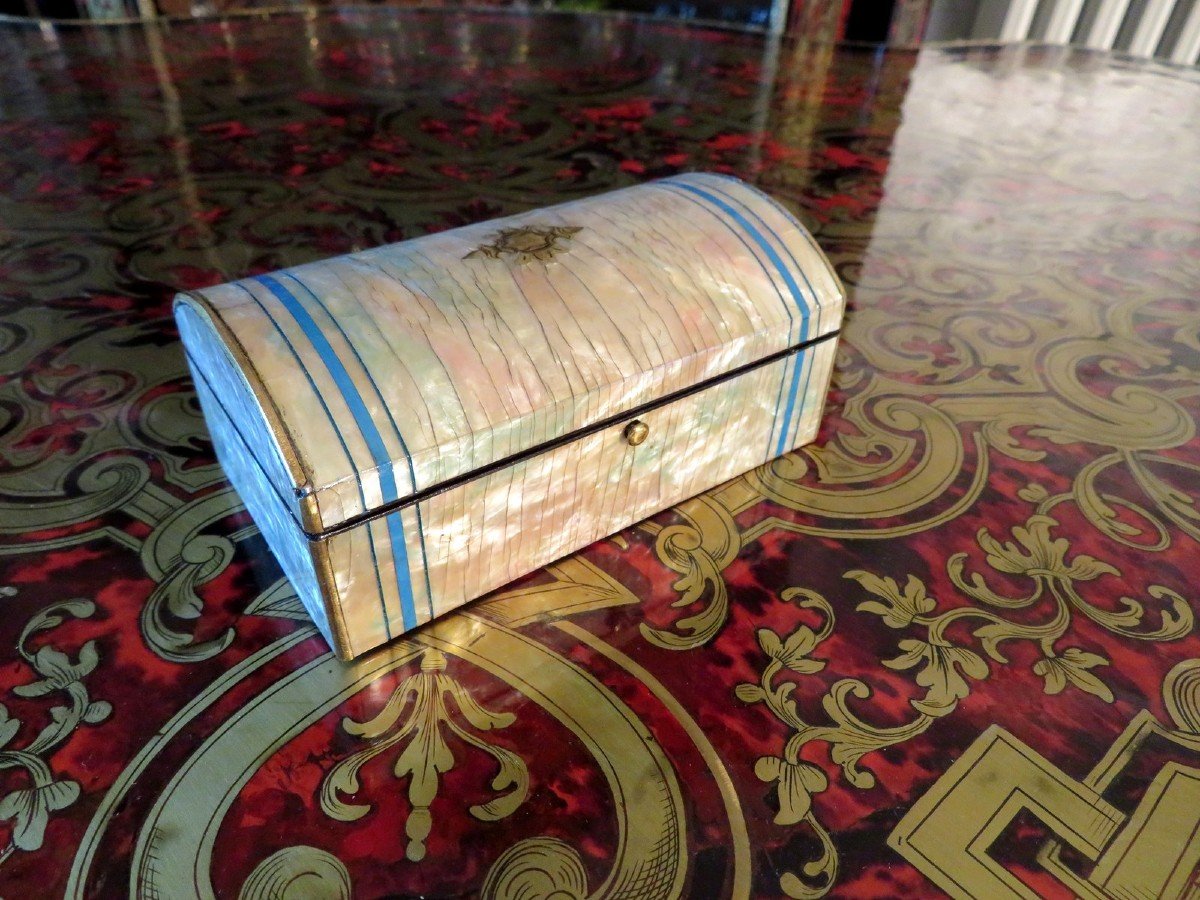 Boulle  Marquetry Of Mother-of-pearl Marquetry Box  Napoleon III Period 19th-photo-1