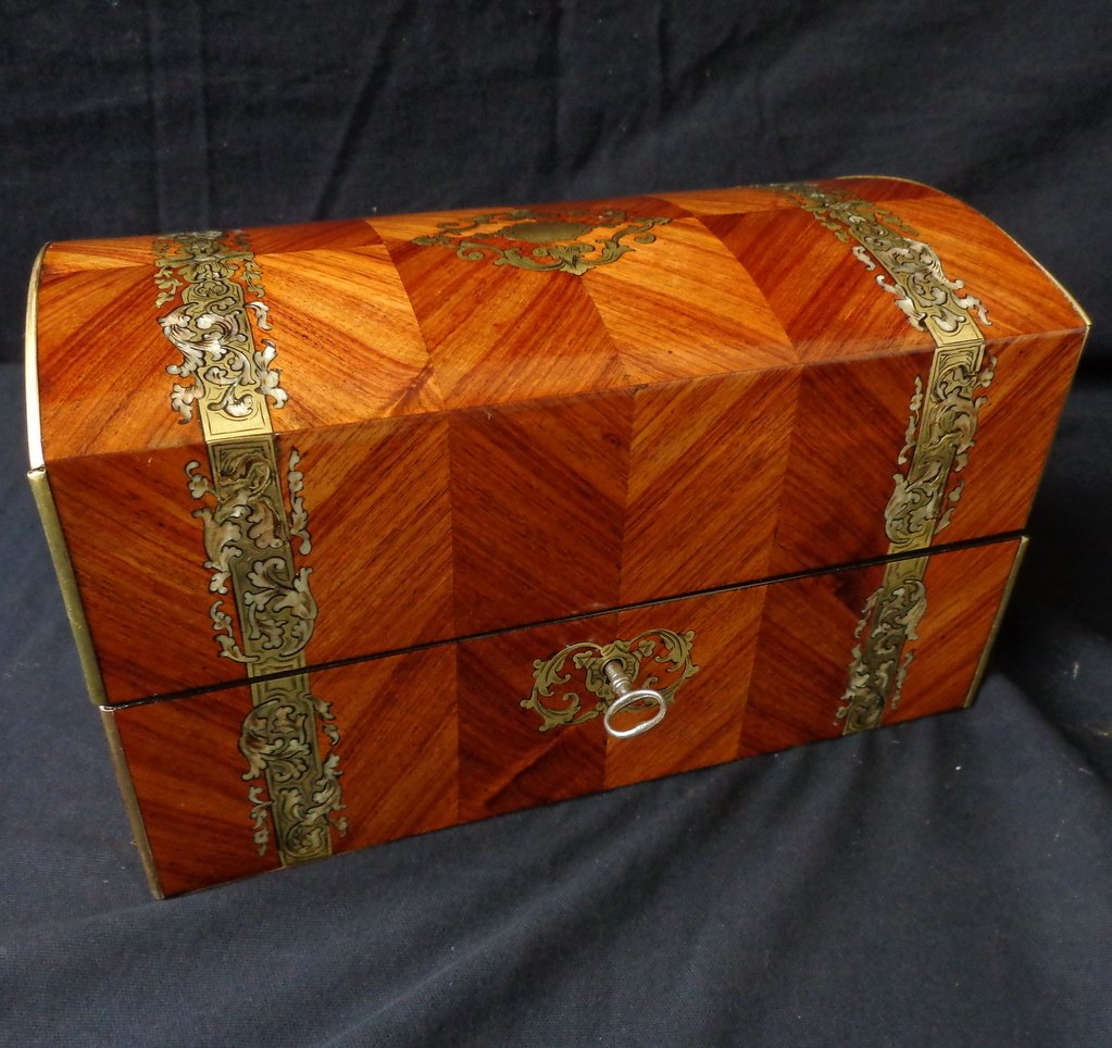 Tea Caddy In Rosewood Marquetry Boulle Napoleon III Period 19th