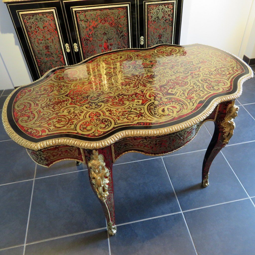 Table In Marquetry Boulle 19th Napoléon III Period