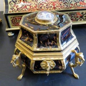 Boite à Bijoux En Bronze Et écaille brune Boulle Epoque Napoléon III