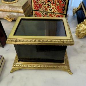  French Little Box Bronze And Black In Boulle 19th Napoleon III Period