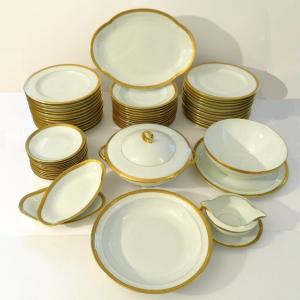 Malevergne Limoges Porcelain  Set Of Table Service Gold Gilding Perfect Condition Complete