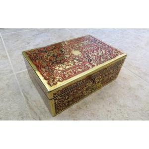  Large Navy Writing Desk Case In Boulle Marquetry Napoleon III Period 19th