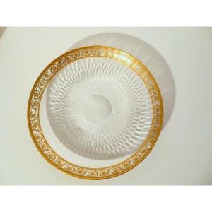 Large  Cake Plate 27cm St Louis Crystal Thistle Gold 