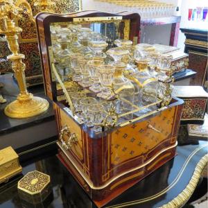 Tantalus Box In Boulle Rosewood Marquetry Napoleon III Period 19th