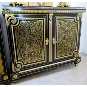 Cabinet Style L XIV With 2 Doors In Boulle Marquetry Napoleon III Period Perfect Condition