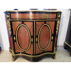 All-sided Sideboard  Cabinet With 2 Doors In Boulle Marquetry  Napoleon III Period