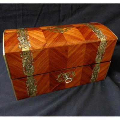 Tea Caddy In Rosewood Marquetry Boulle Napoleon III Period 19th