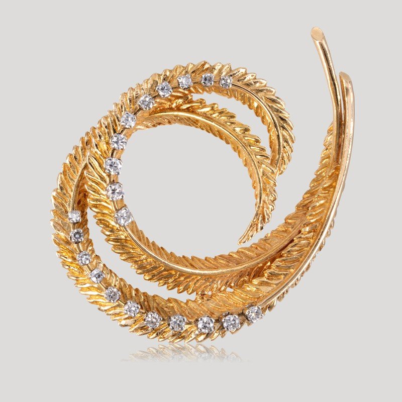 Diamond Feather Brooch Circa 1960