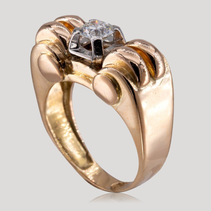 Central Diamond Tank Ring, Circa 1940