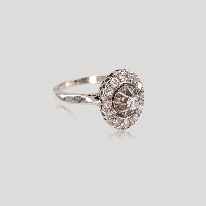 Oval Diamond Ring, Circa 1970-photo-2