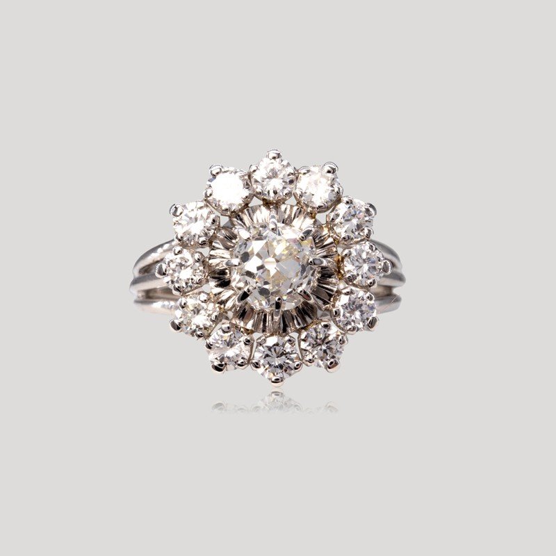 Round Diamond Marguerite Ring, Circa 1960