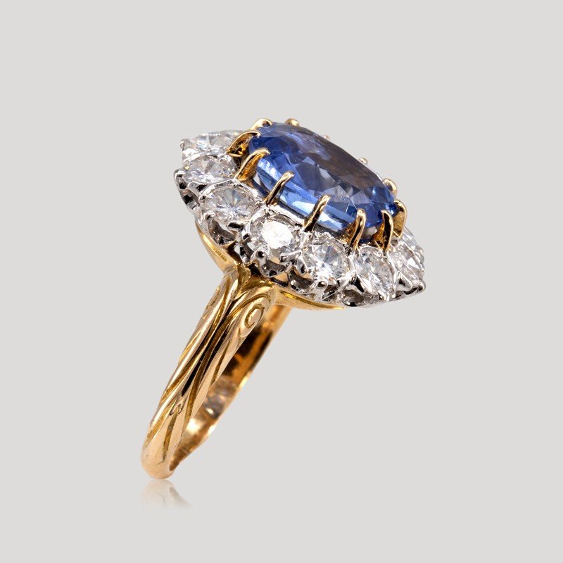 Marguerite Sapphire And Diamonds Gold And Platinum Ring, Circa 1920-photo-1