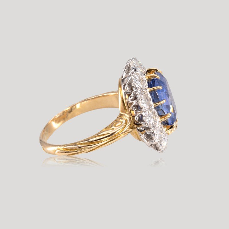 Marguerite Sapphire And Diamonds Gold And Platinum Ring, Circa 1920-photo-2