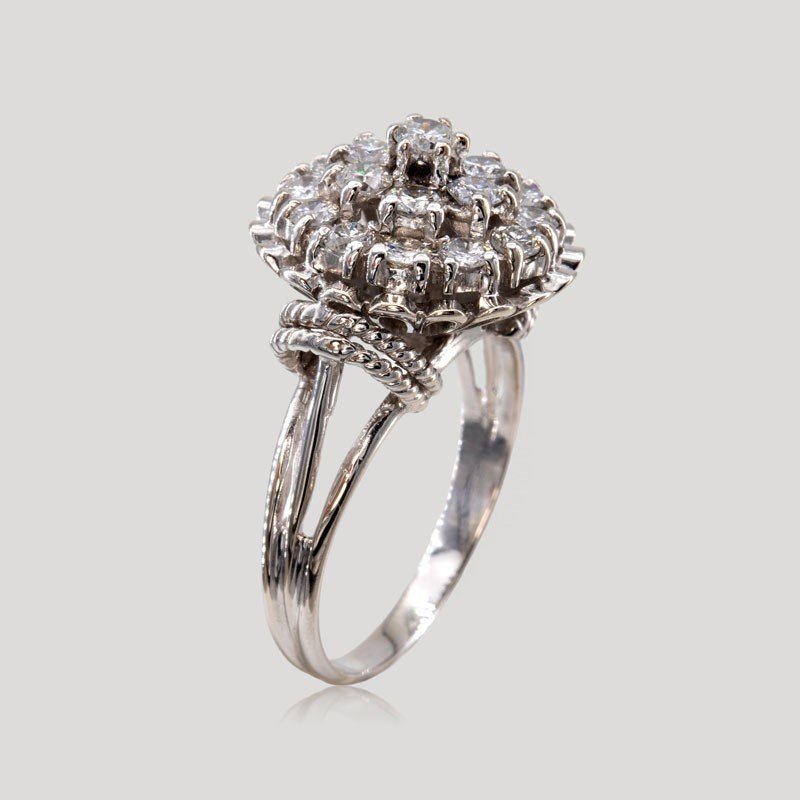 Diamond Cabbage Ring, Circa 1950-photo-2