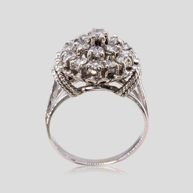 Diamond Cabbage Ring, Circa 1950-photo-3