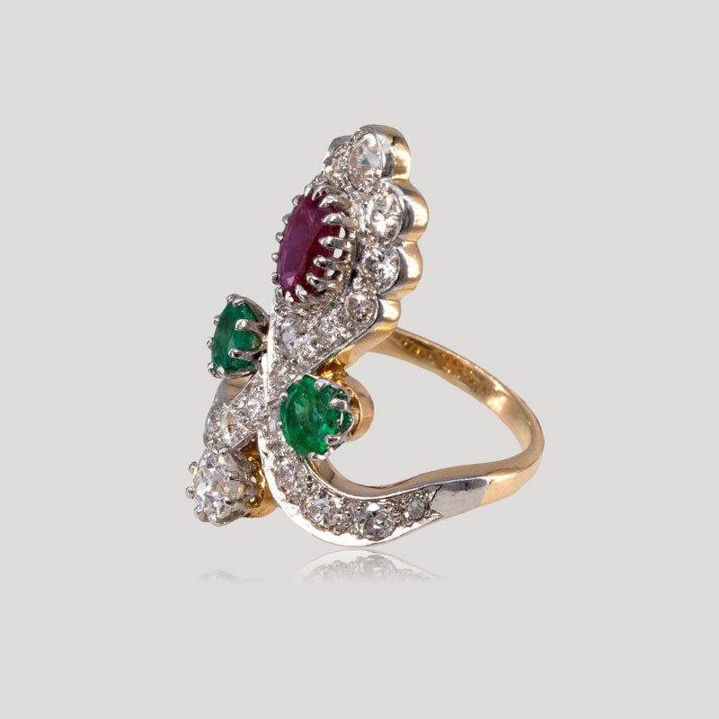 Duchess Ring With Diamonds, Rubies And Emeralds-photo-2