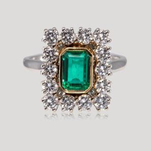 Rectangular Emerald And Diamond Ring, 1970