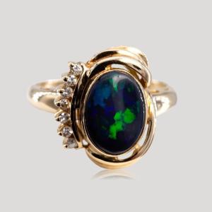 Vintage Black Opal Diamond Ring