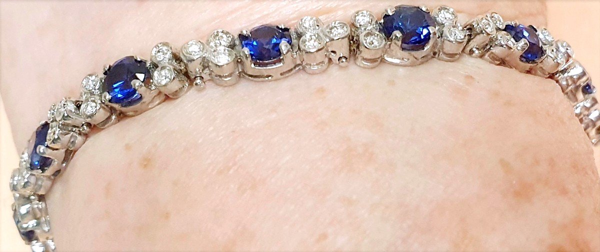 White Gold Bracelet With Blue Fine Saphirs & Diamonds-photo-1