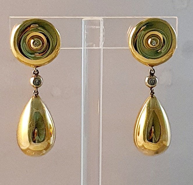 BOUCLES d'OREILLES EN OR JAUNE en 3 PARTIES-photo-4