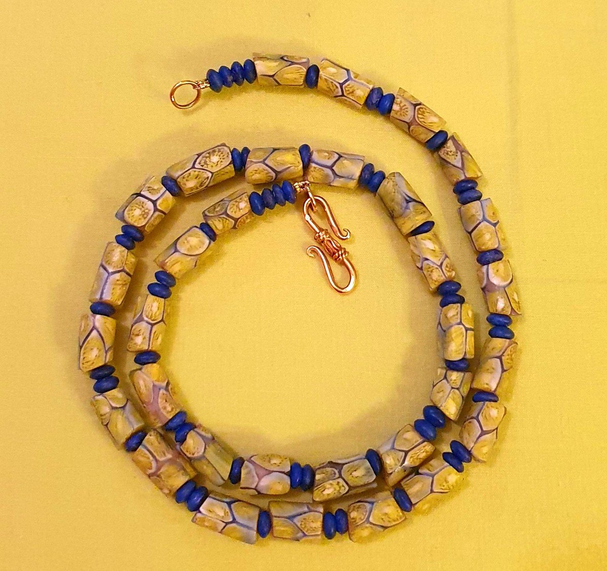 COLLIERS PERLES DE VERRE MILLEFIORI  fin XVIIIe/début XIXe siècle avec LAPIS LAZULI-photo-2