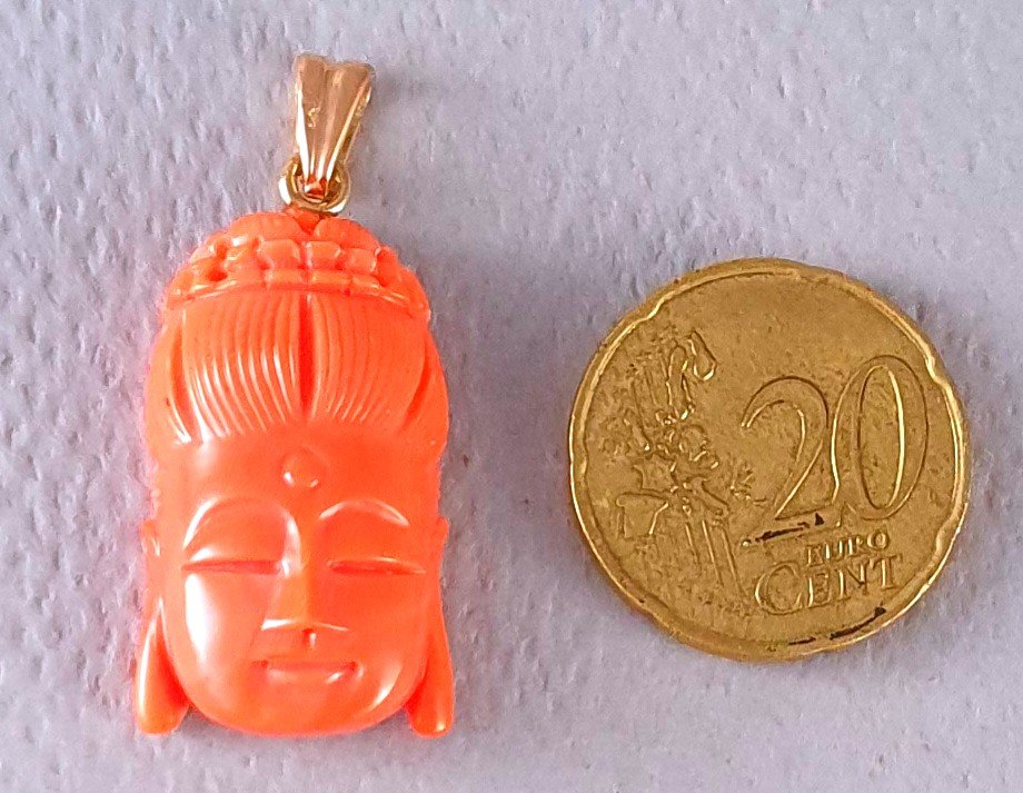 PENDENTIF BOUDDHA en CORAIL-photo-2