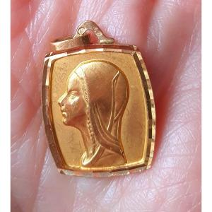 MEDAILLE  " VIERGE" OR JAUNE 750°/°° 