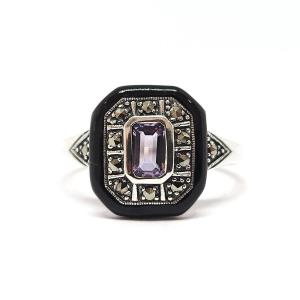 925/1000 Silver Amethyst Enamel Ring