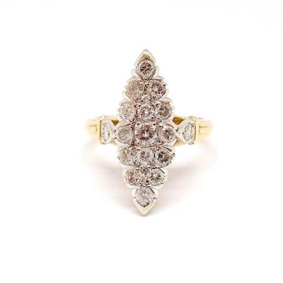 Bague Marquise Deux Ors 18 Carats Diamants