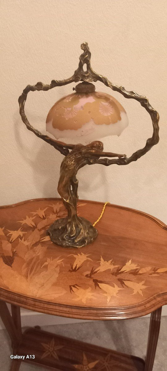 Gallé Meliodon Lauchet Bronze Table Lamp