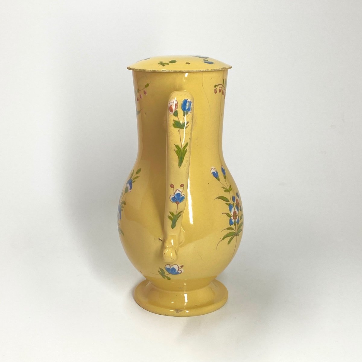 Moustiers - Covered Pitcher And Its Basin With A Yellow Background - 18th Century-photo-6