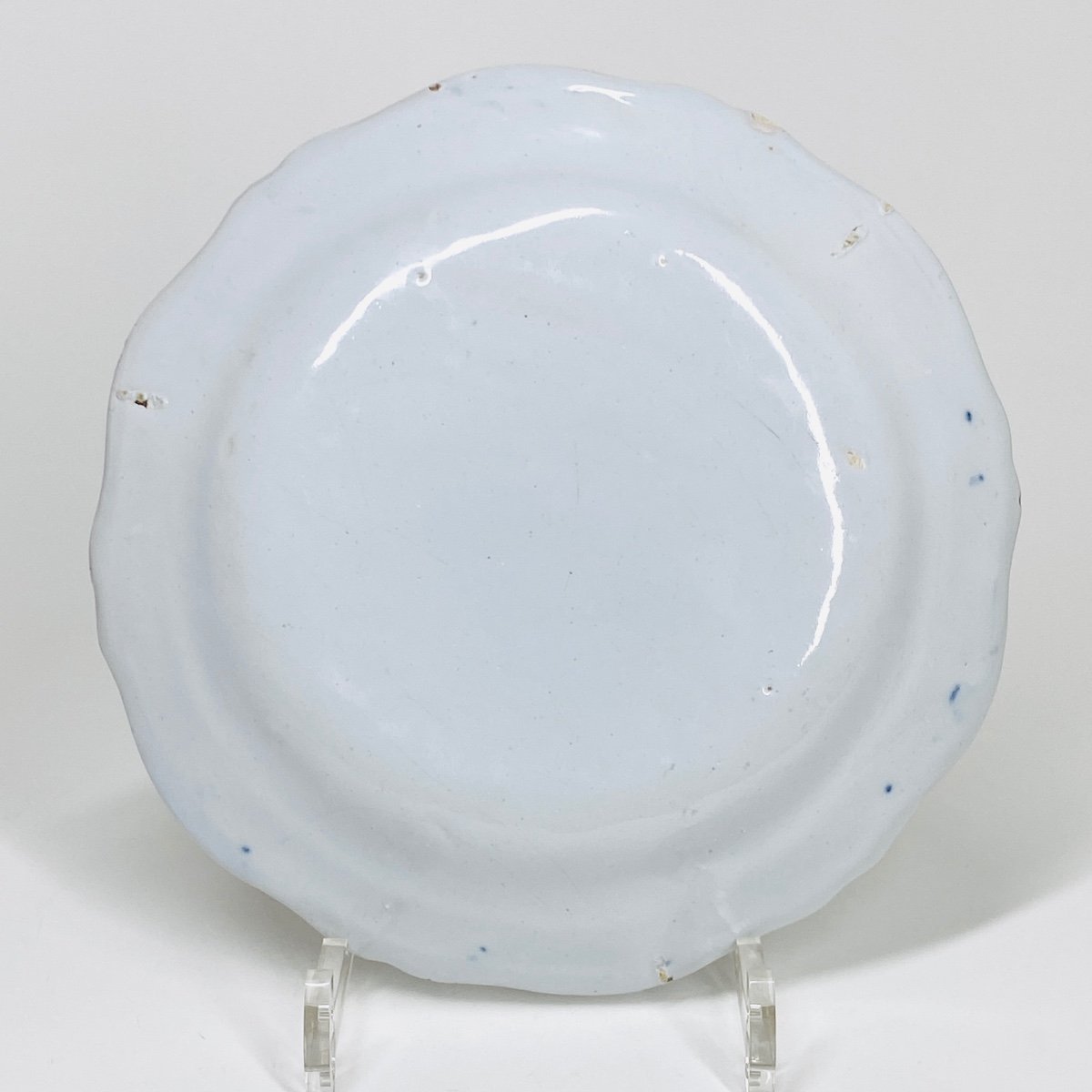 Saint-omer - Plate With "bianco Sopra Bianco" Decoration - Eighteenth Century-photo-2