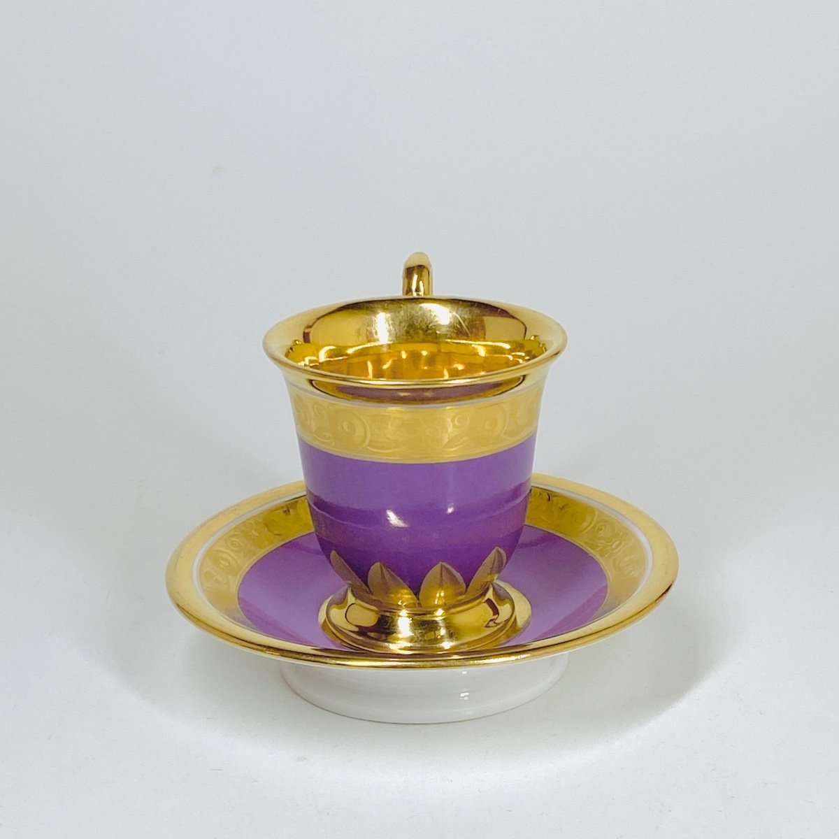 Paris - Manufacture Duhamel - Porcelain Cup With Purple Background - Early Nineteenth Century-photo-2