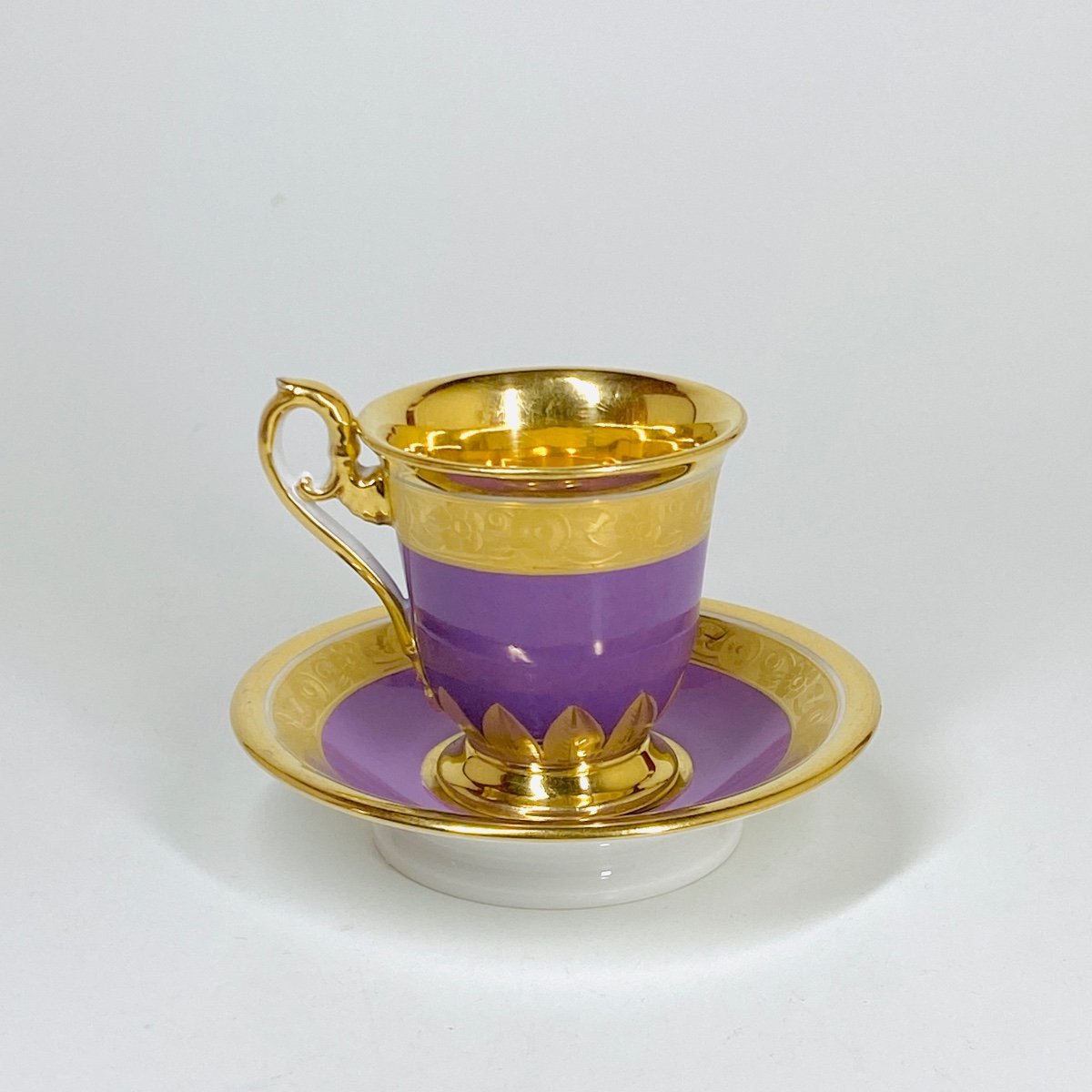 Paris - Manufacture Duhamel - Porcelain Cup With Purple Background - Early Nineteenth Century-photo-3