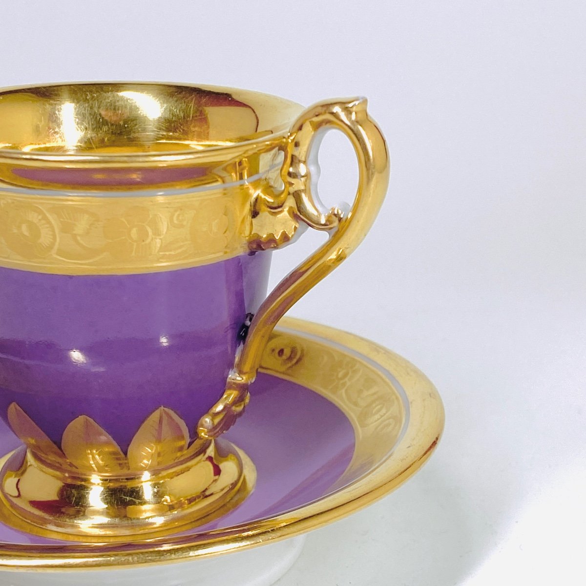 Paris - Manufacture Duhamel - Porcelain Cup With Purple Background - Early Nineteenth Century-photo-4