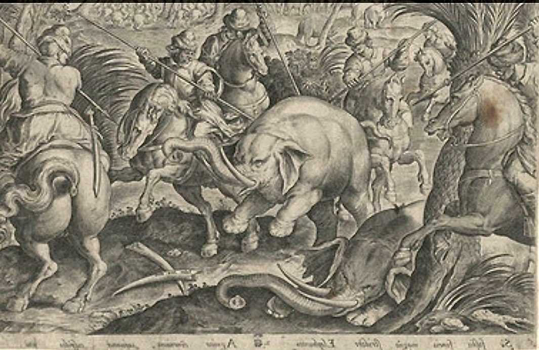 Plat en faïence de Laterza " La chasse à l'éléphant" - XVIIe siècle-photo-4