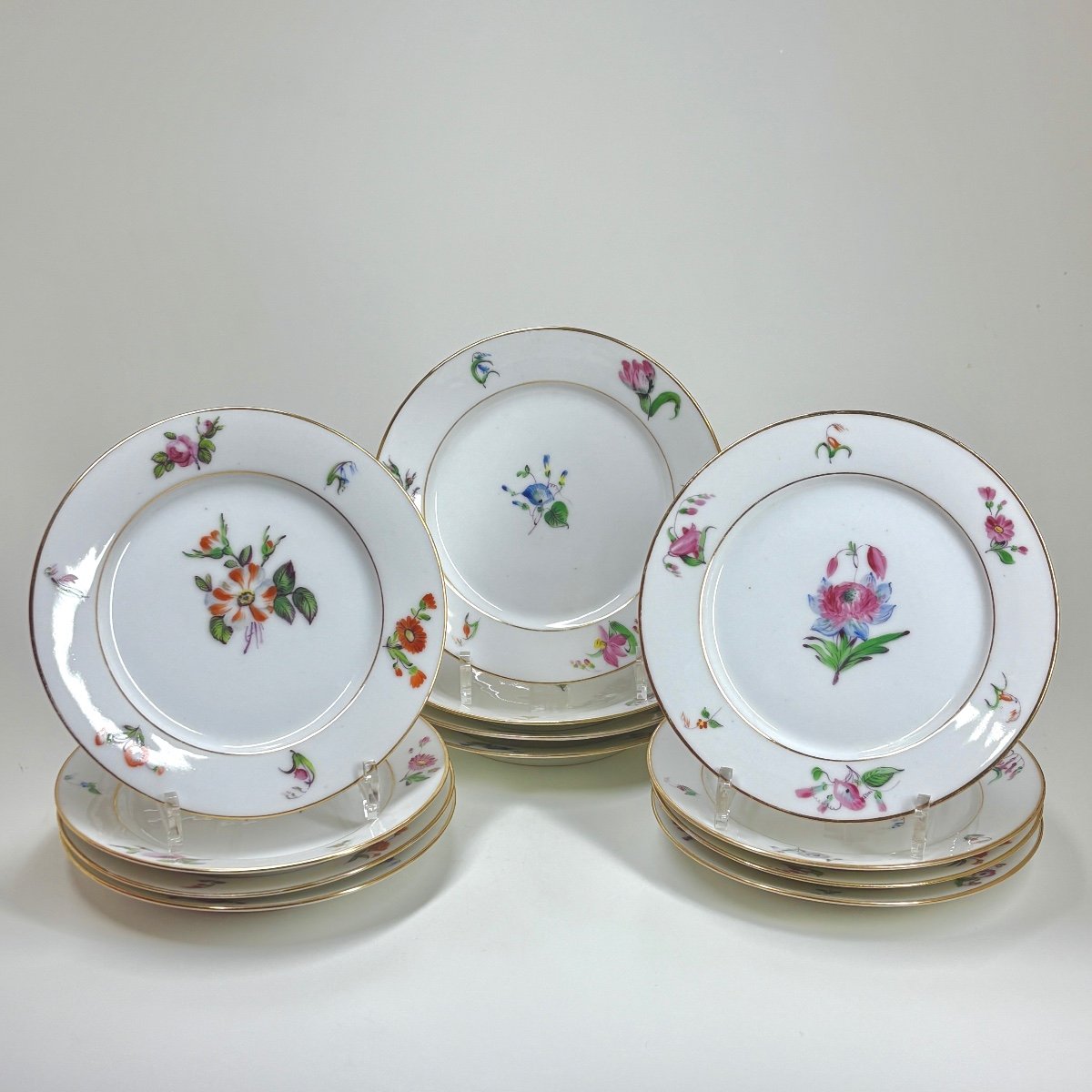 Porcelain Dessert Service With Flower Decoration - Paris - Rousseau Factory - Nineteenth Centur-photo-2