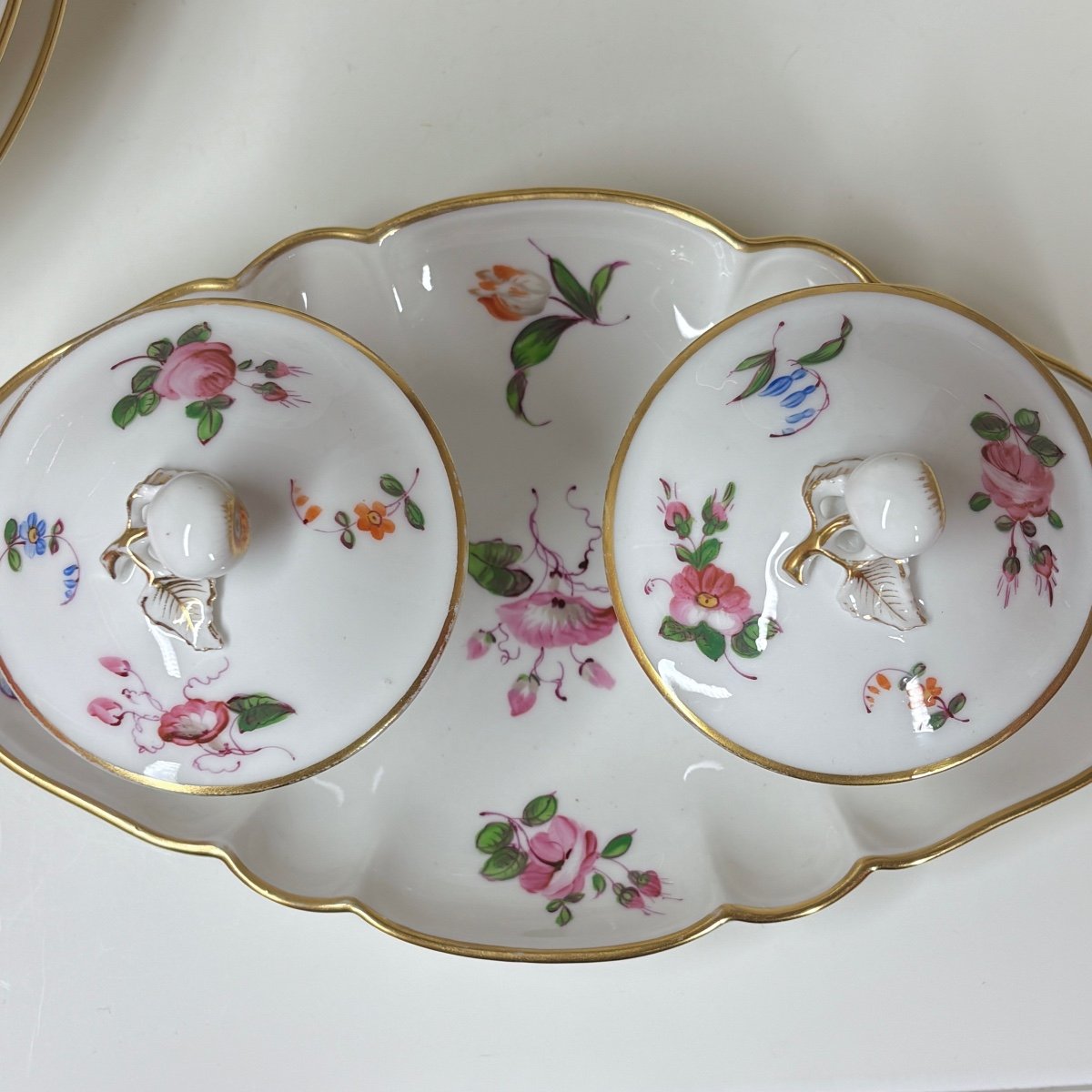 Porcelain Dessert Service With Flower Decoration - Paris - Rousseau Factory - Nineteenth Centur-photo-4