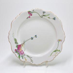 Marseille (robert) Plate Decorated With Flowers And Fruit - Eighteenth Century