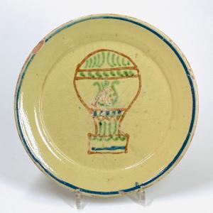 Glazed Earthenware Hot Air Balloon Dish - 19th Century