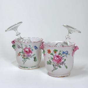 Marseille - Pair Of Glass Buckets - Eighteenth Century