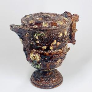 Saintonge - Glazed Earthenware Ewer - Around 1600